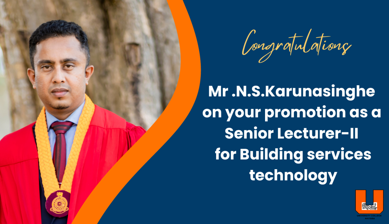 Mr .N.S.Karunasinghe  promotion to the position of Senior Lecturer-II for Building services technology Image