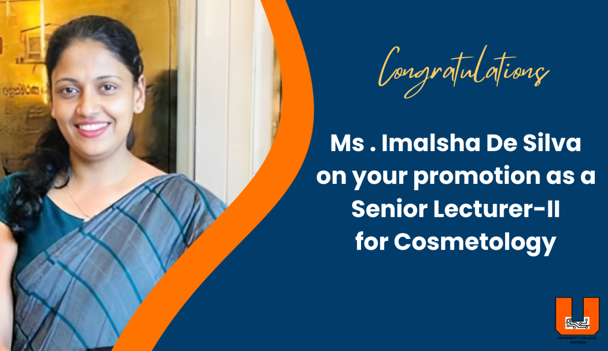 Ms Imalsha De Silva promotion to the position of Senior Lecturer-II for Cosmetology Image